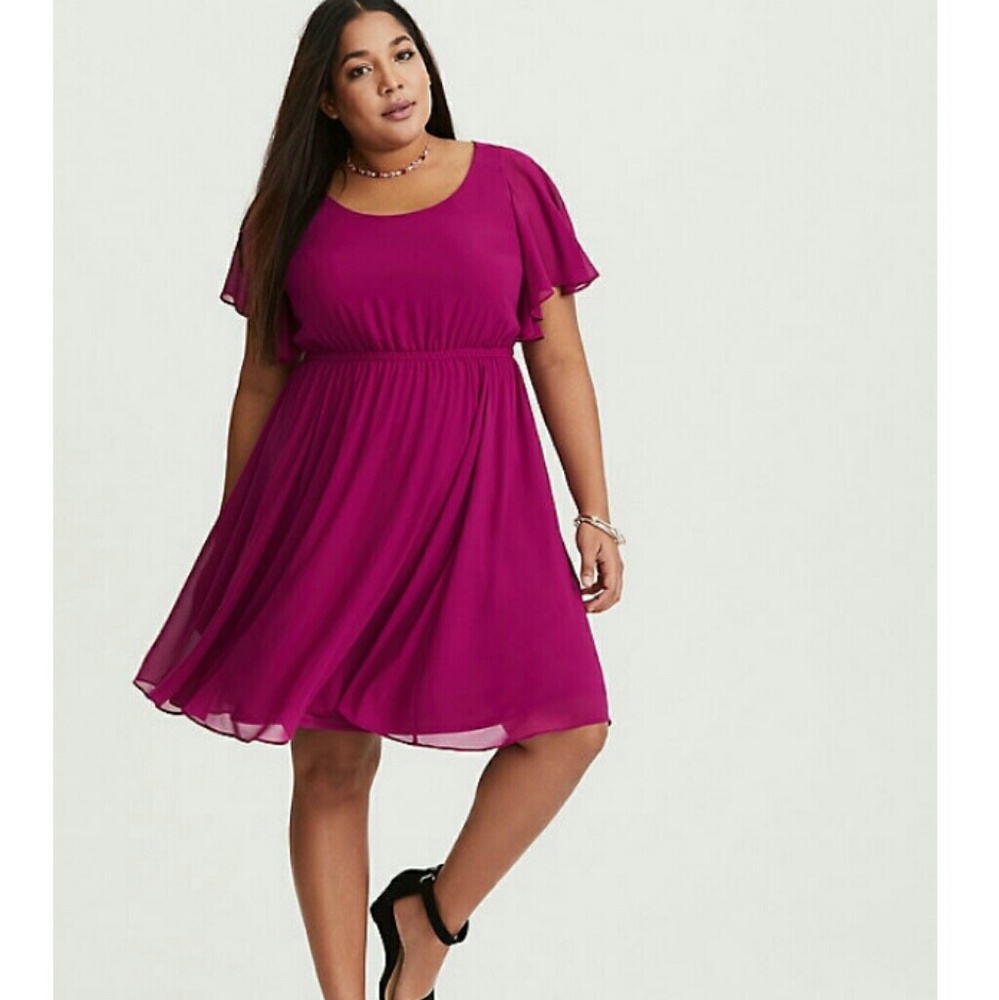 NWT Torrid Purple Flutter Chiffon Dress
